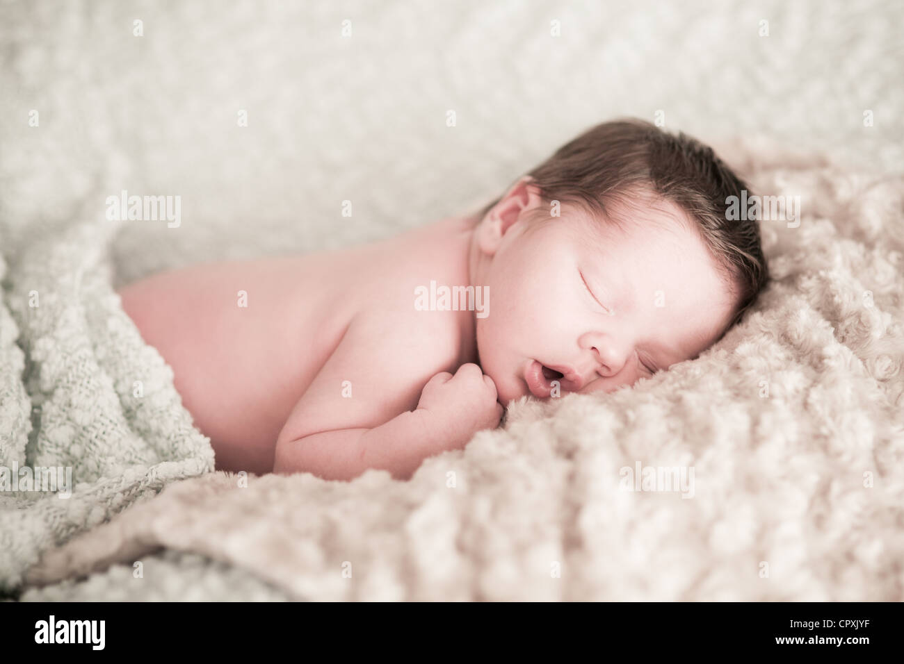 newborn baby boy lies sleeping Stock Photo Alamy