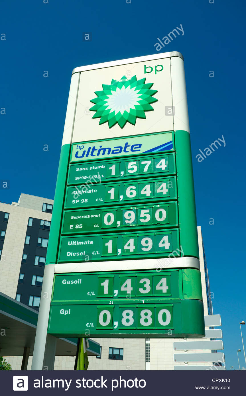 Bp Garage Forecourt Fuel Prices In Nice Southern France During
