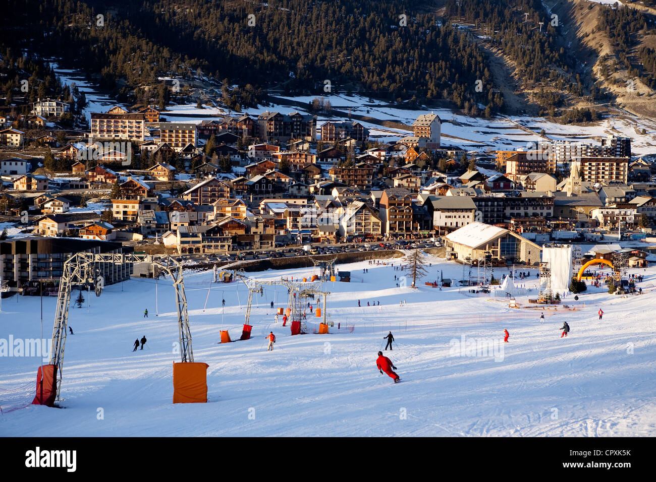 France, Hautes Alpes, ski resort of Montgenevre Stock Photo ...