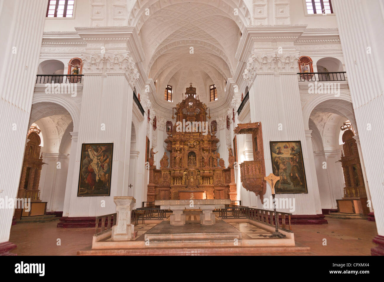 The St. Cajetan church is located in Old Goa near the Se cathedral church. Stock Photo
