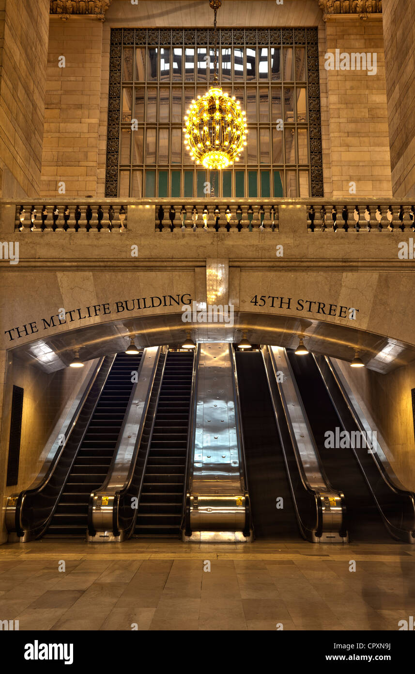 Escalators in Grand Central Terminal, New York City Stock Photo
