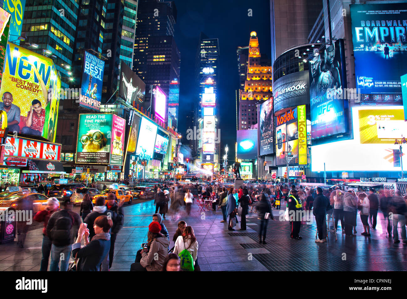 Times Square at night in Manhattan, New York City Stock Photo