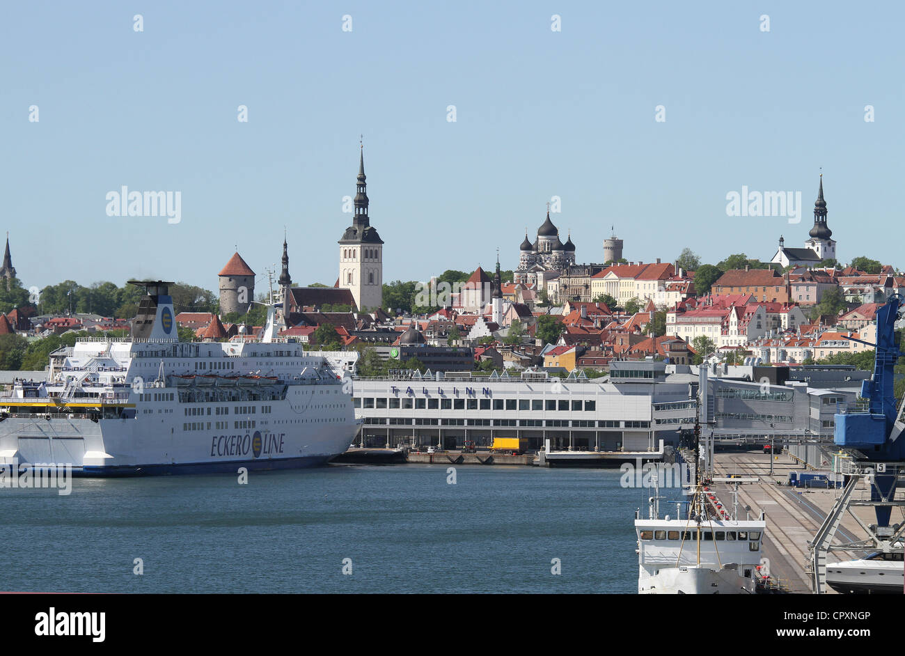 A view of the city of Tallinn Estonia from the Baltic Sea Stock Photo