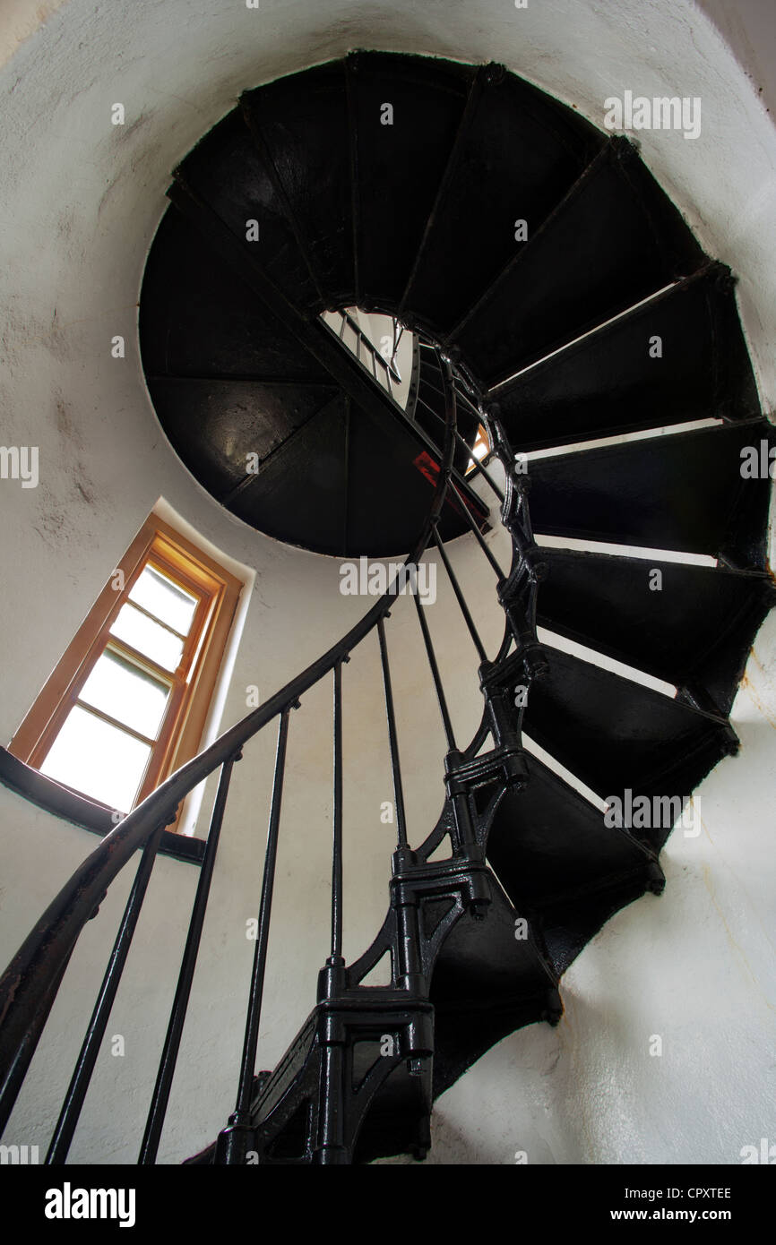 Stairway in Admiralty Head Lighthouse - Fort Casey State Park - near Coupeville, Whidbey Island, Washington USA Stock Photo
