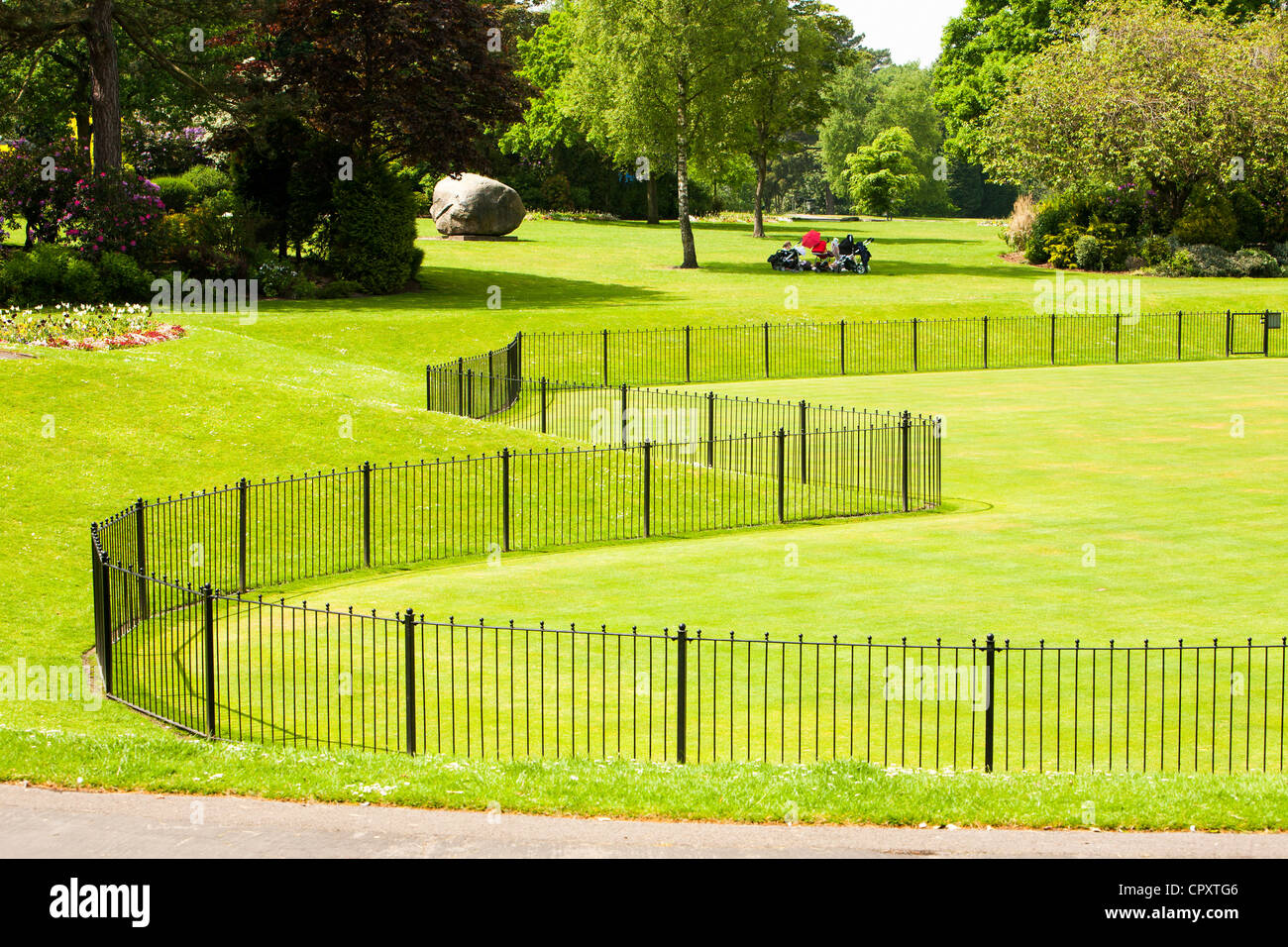 The Crown green bowling green in West Park, Macclesfield, Cheshire, UK. Stock Photo