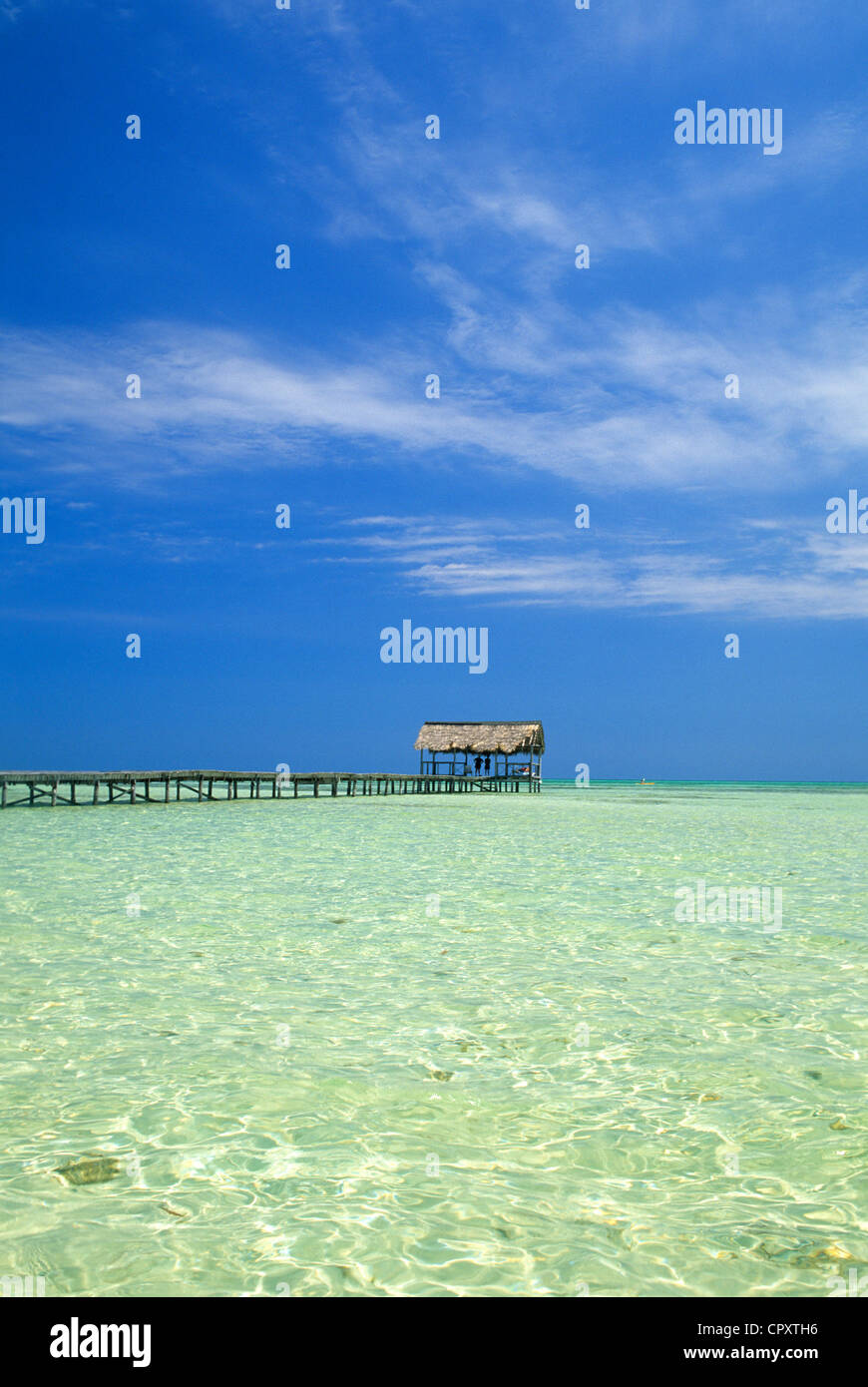 Cuba, Ciego de Avila Province, Cayo Guillermo, pontoon Stock Photo