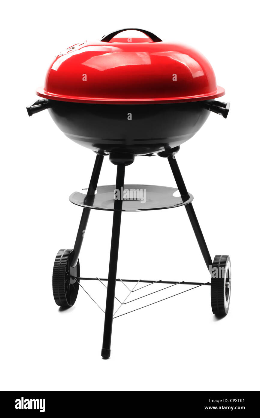 kettle barbecue grill with cover isolated on white Stock Photo