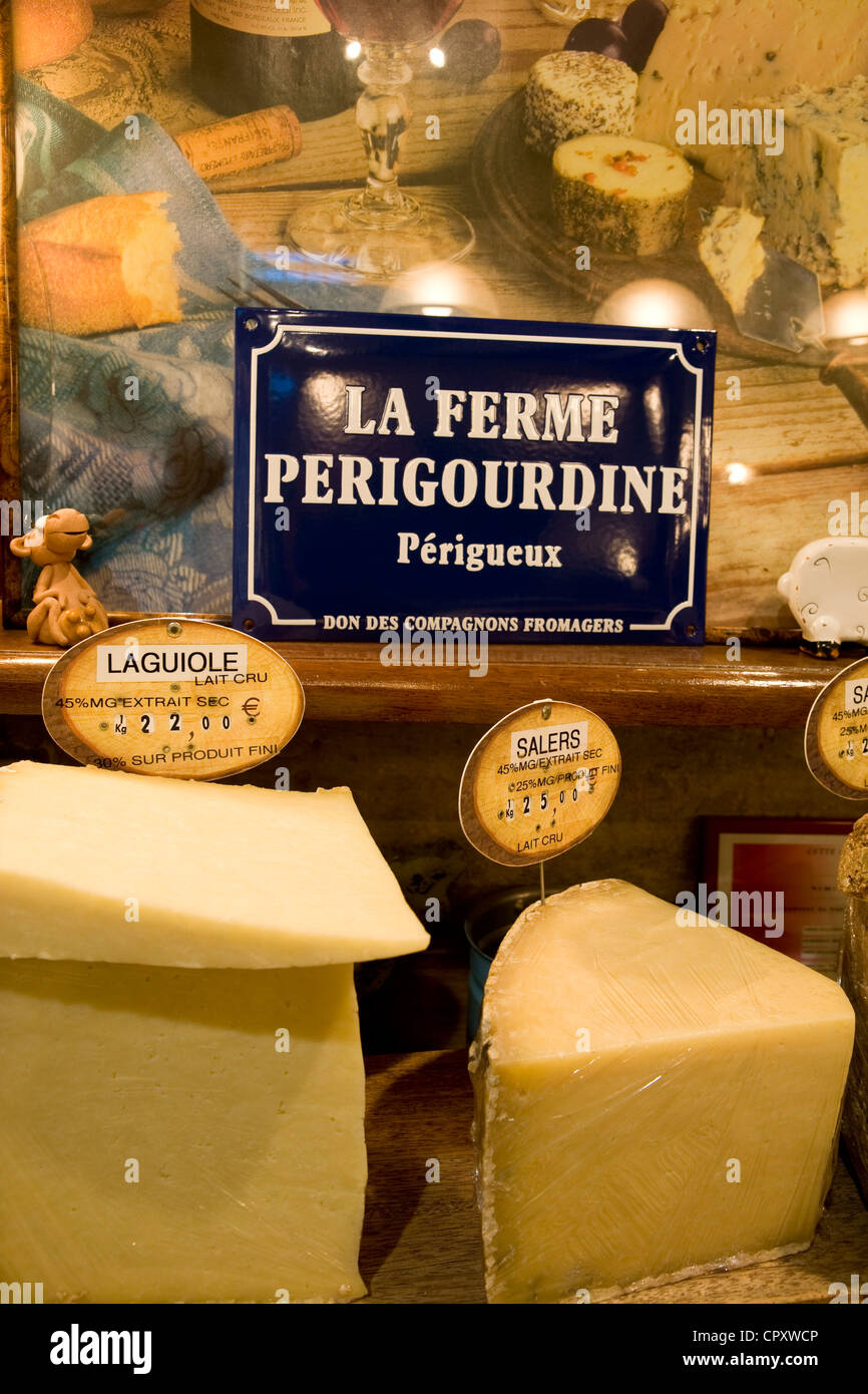 France, Dordogne, Perigord Blanc, Perigueux, cheese seller Stock Photo ...