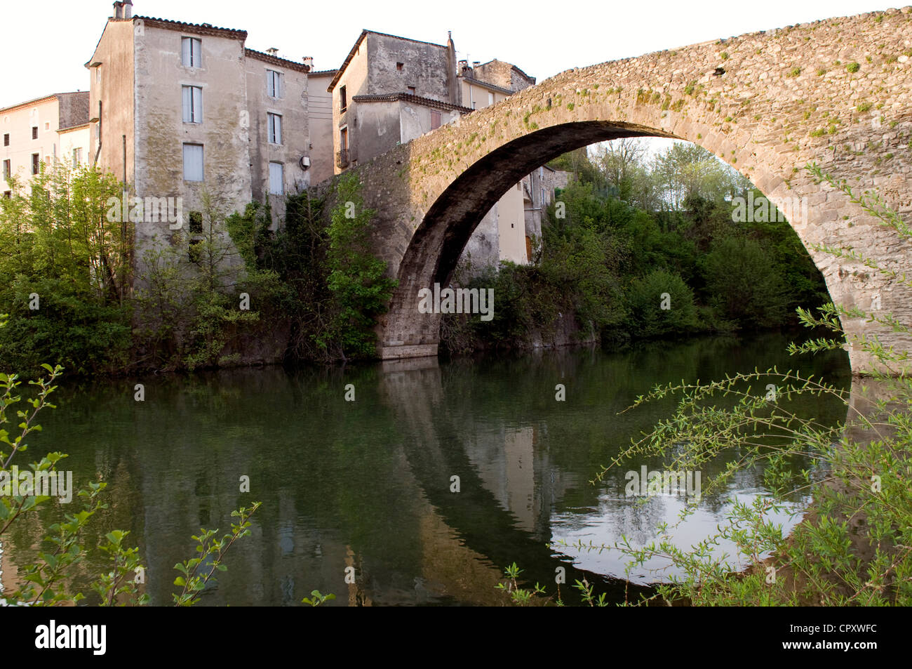 France, Gard, Le Vigan, the old bridge Stock Photo Alamy