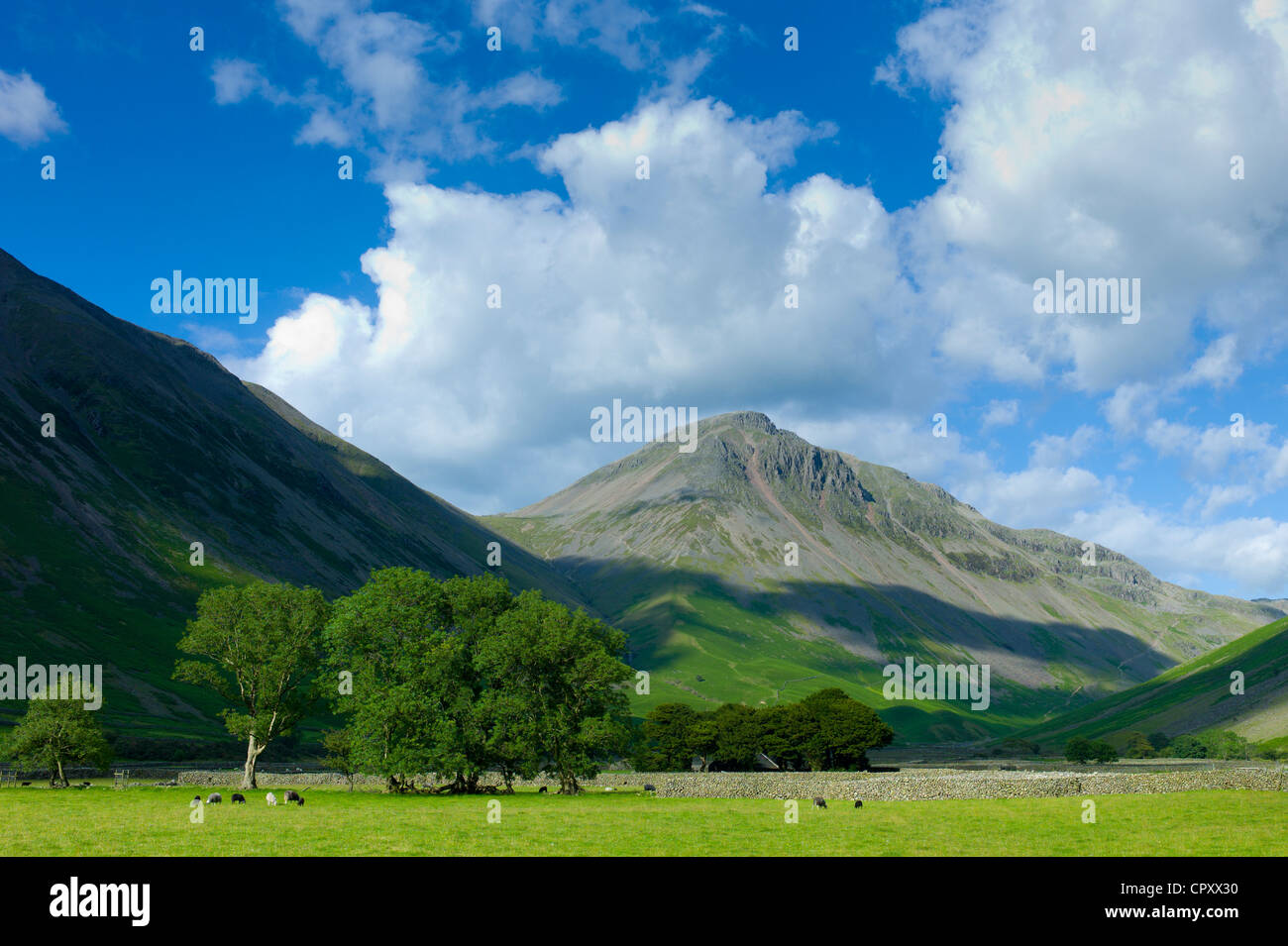 Wasdale Fell and Great Gable by Wastwater in the shadow of Sca Fell Pike in the Lake District National Park, Cumbria, UK Stock Photo