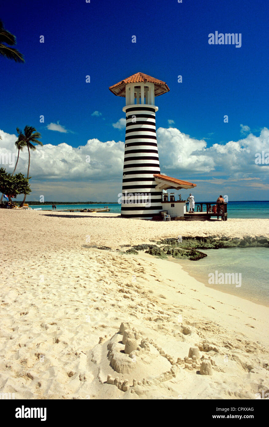 Dominican Republic, Altagracia province, Bayahibe, lighthouse on the beach Stock Photo
