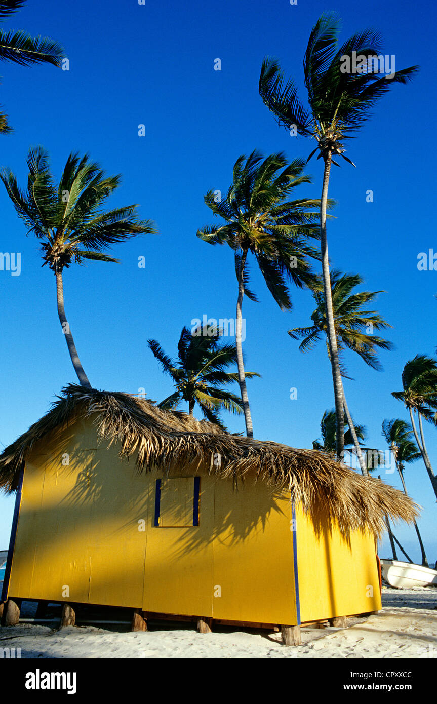 Dominican Republic, Altagracia province, Punta Cana, Playa Bavaro, hut on the beach Stock Photo