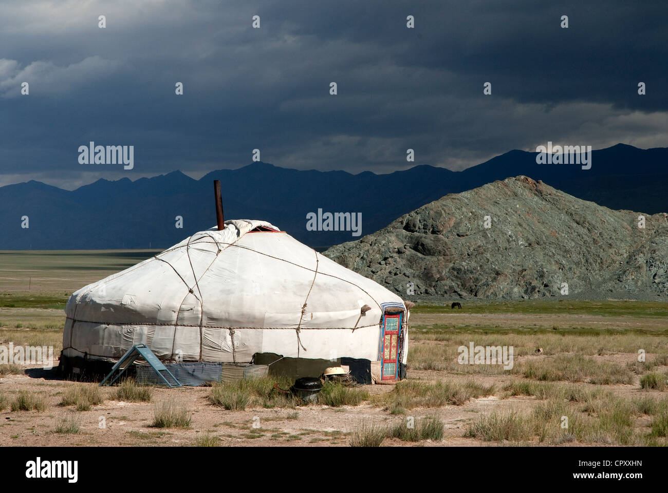 Mongolia, Khovd Region, Kazakh yurt Stock Photo