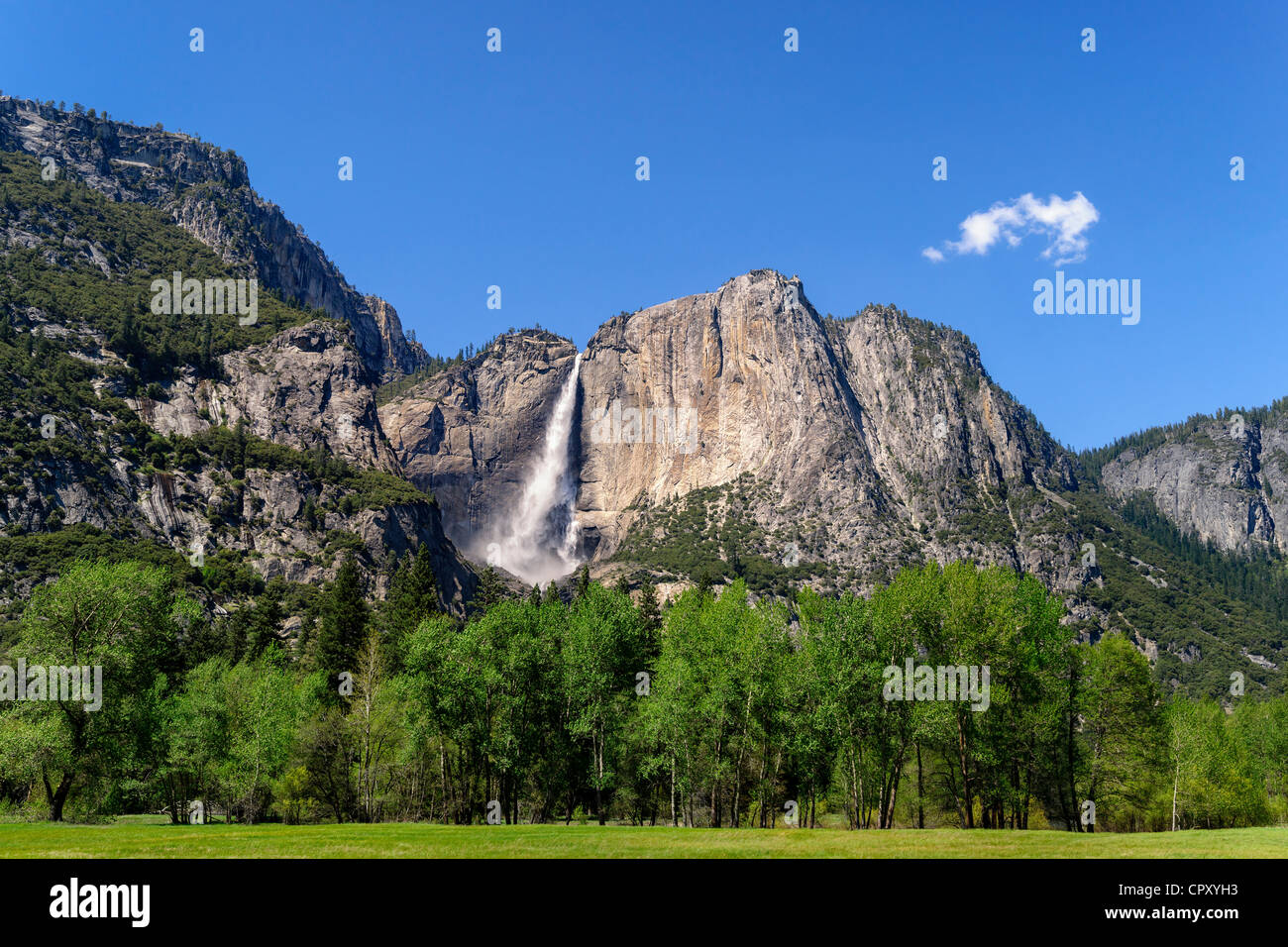 Yosemite Great Falls, the tallest falls in USA. Stock Photo