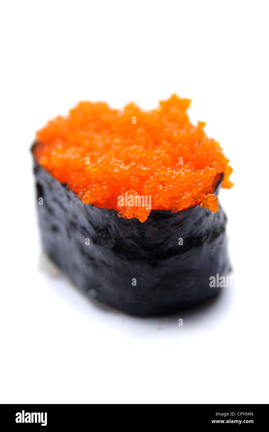 Tobiko sushi , flying fish eggs sushi Stock Photo Alamy