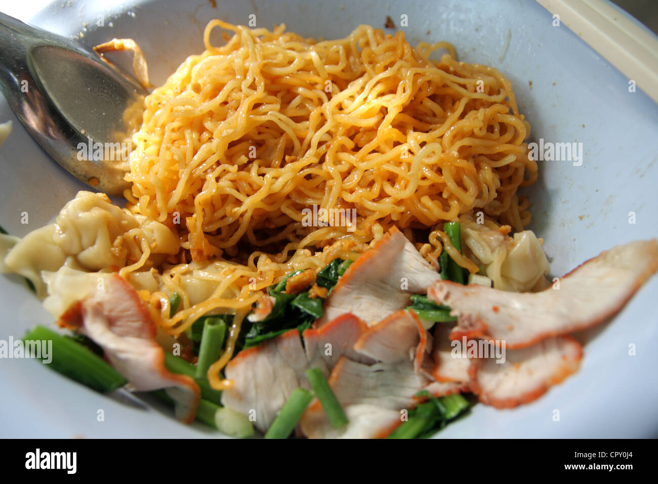 Noodle with pork and wonton Stock Photo
