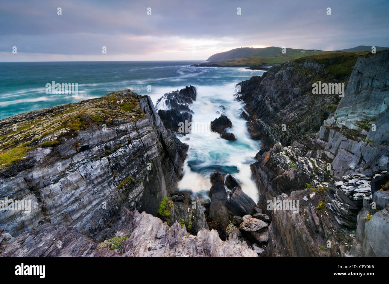 Cliffs view over Atlantic Ocean in Crookhaven, Ireland Stock Photo