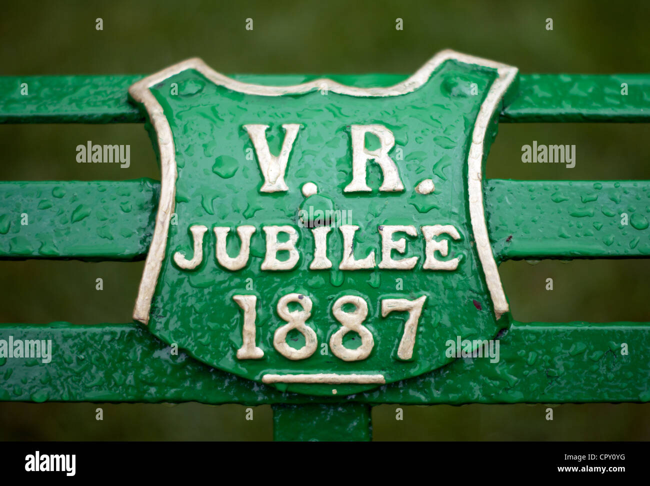 Queen Victioria Jubilee Plaque from Park Bench Stock Photo Alamy
