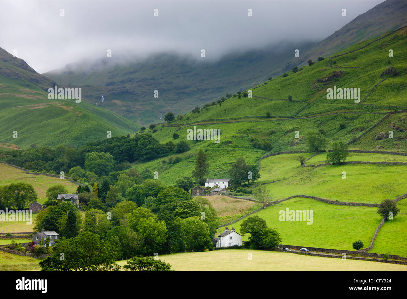 Hill Farm at Easedale near Grasmere in the Lake District National Park, Cumbria, UK Stock Photo