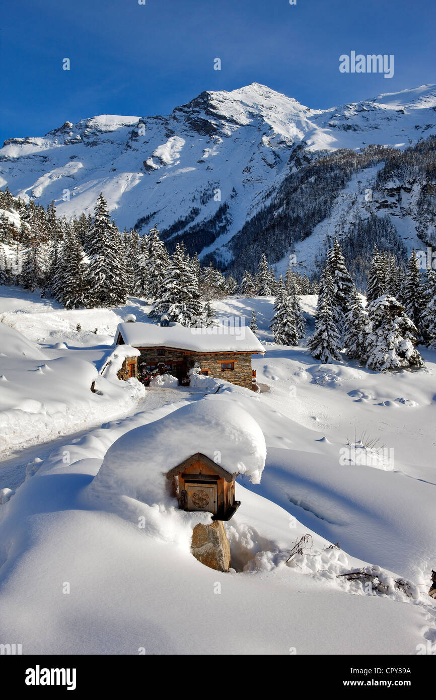 France, Savoie, Maurienne Valley, Massif de la Vanoise, Val Cenis Resort, Lanslevillard, La Claperaz Stock Photo
