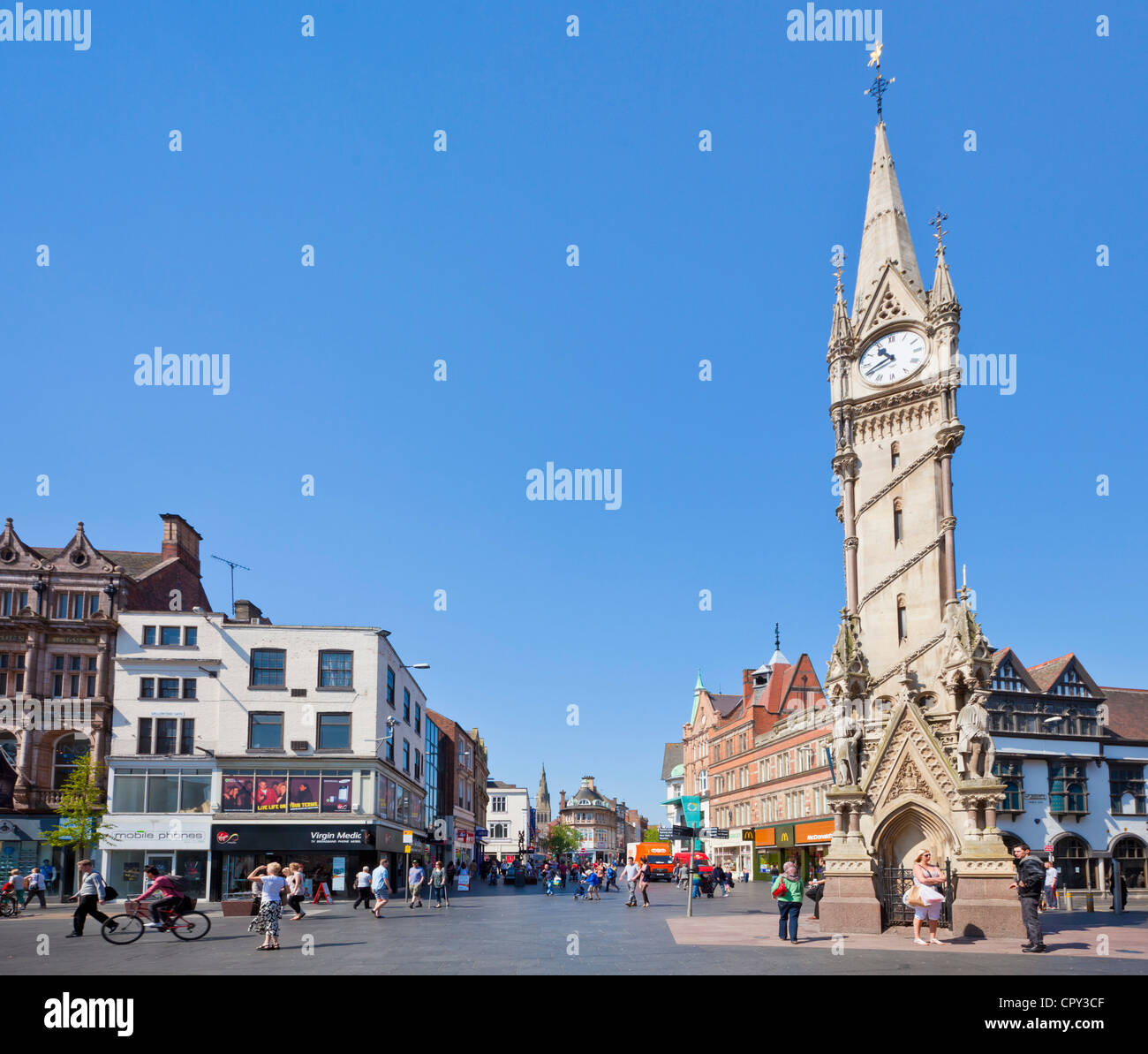 Victorian Haymarket Memorial Clock Tower Leicester city centre Leicestershire East Midlands England UK GB EU Europe Stock Photo