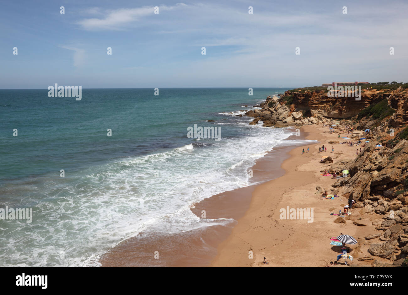 Beach and White Town, Conil De La Frontera. Editorial Stock Photo - Image  of building, blue: 63334888