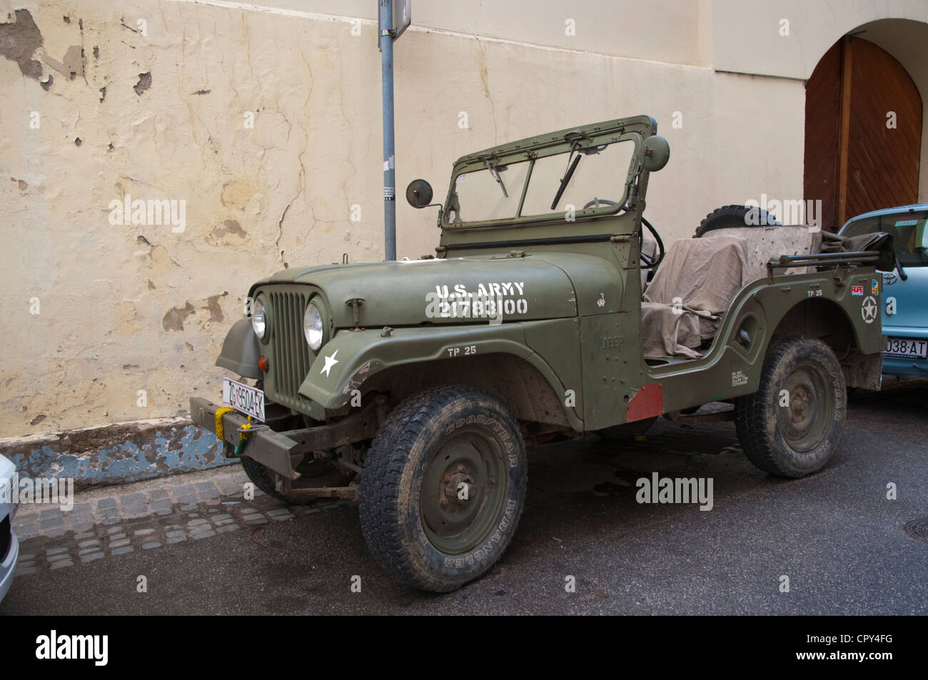 US American army military jeep vehicle used as a private car Zagreb Croatia Europe Stock Photo