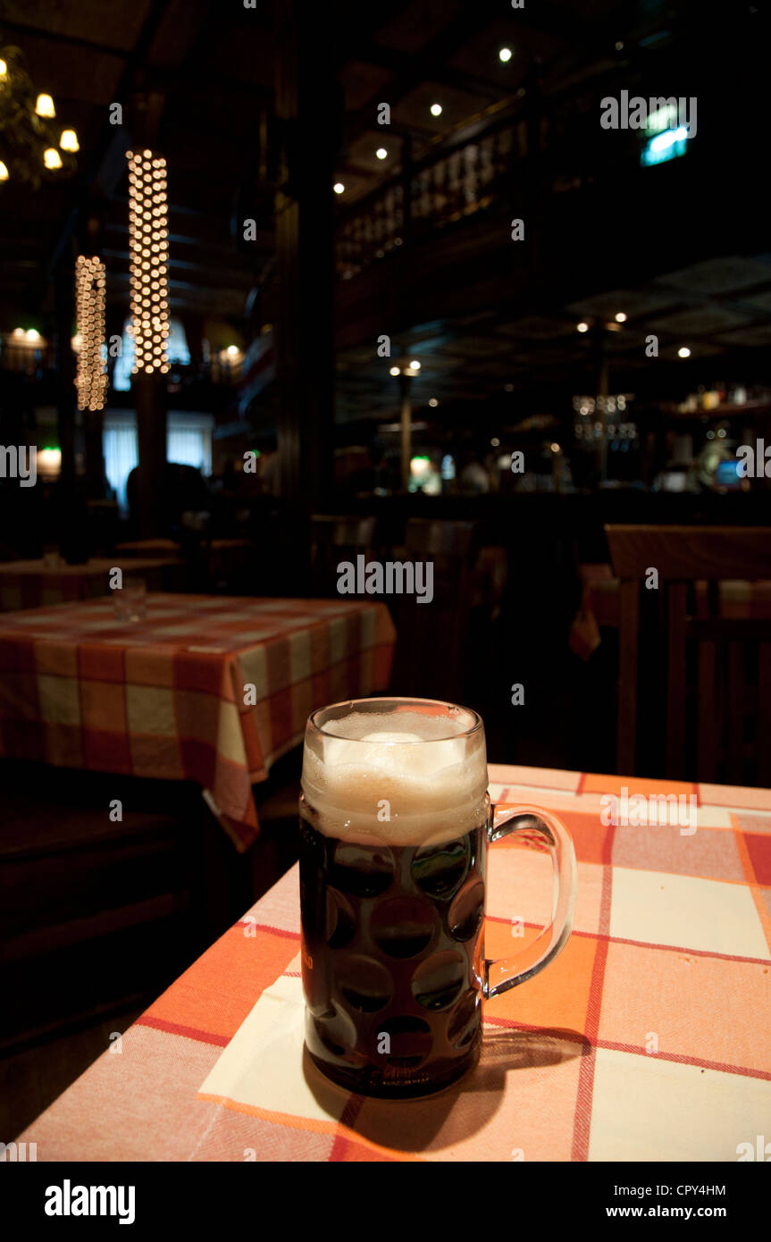 Half litre of dark beer inside Sarajevo brewery Skenderija district Sarajevo city Bosnia and Herzegovina Europe Stock Photo