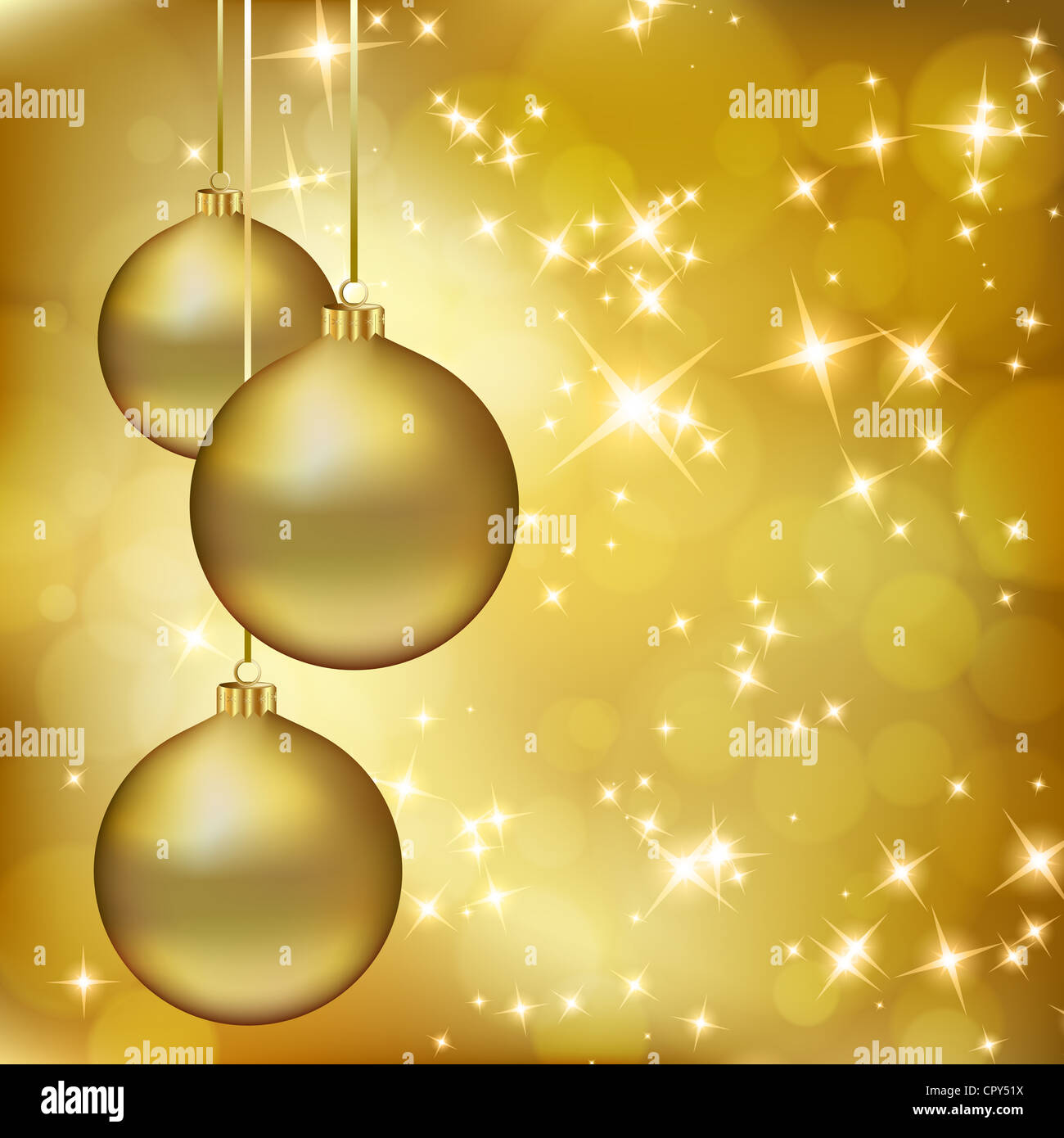 Golden Christmas balls on abstract gold background Stock Photo - Alamy