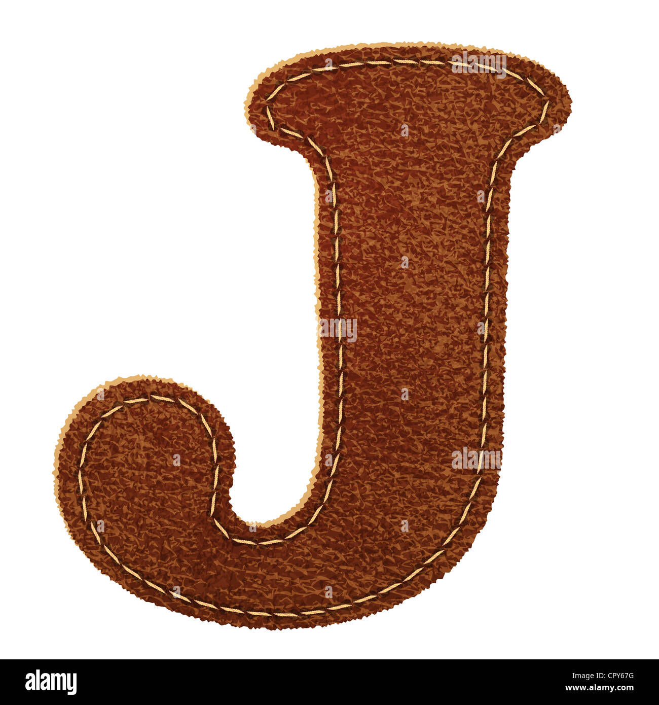 Leather alphabet. Leather textured letter J Stock Photo