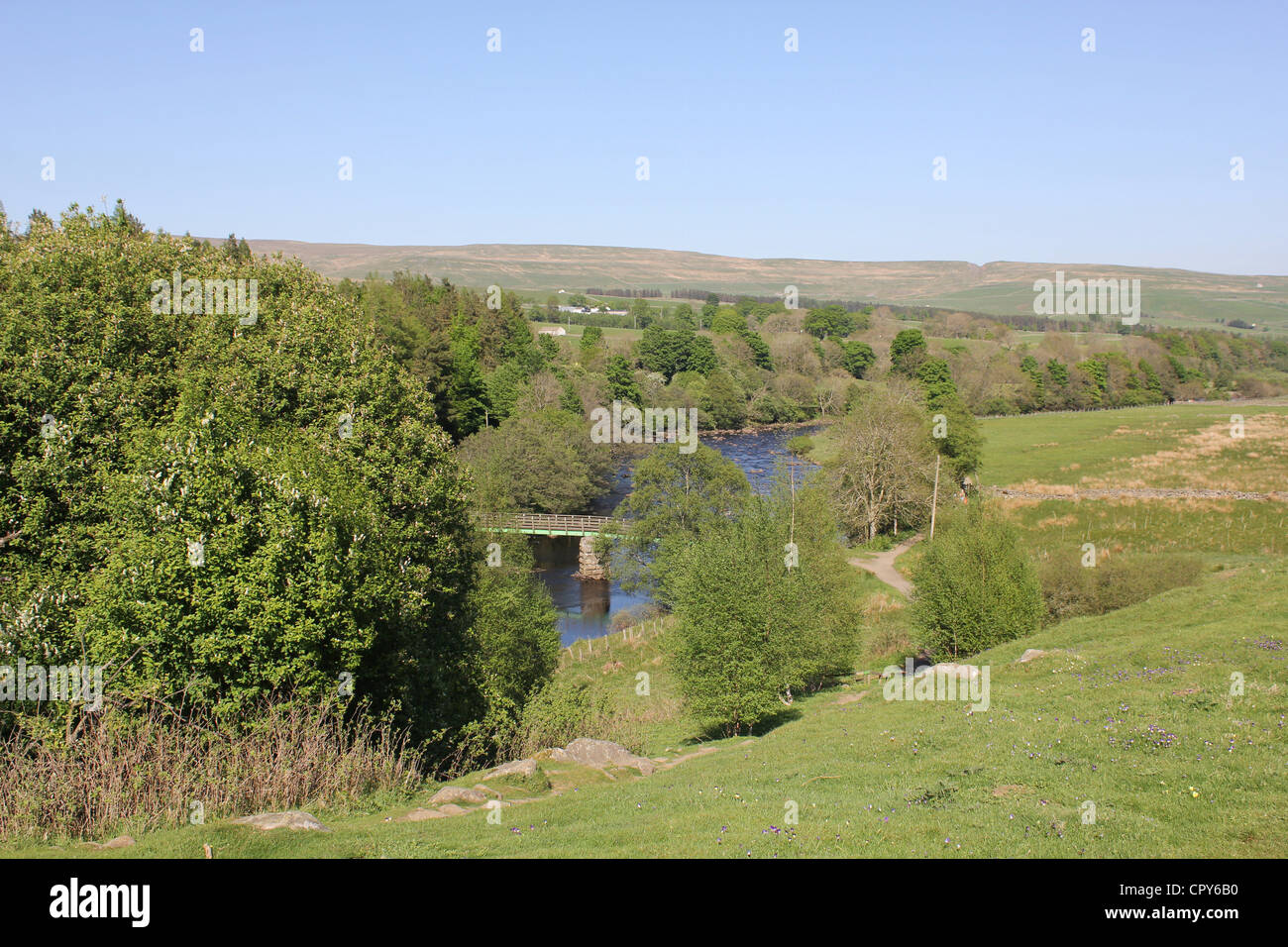 Teesdale scenes, North East England. 26th May 2012 - river views - looking downstream - near the spectacular High Force. Stock Photo