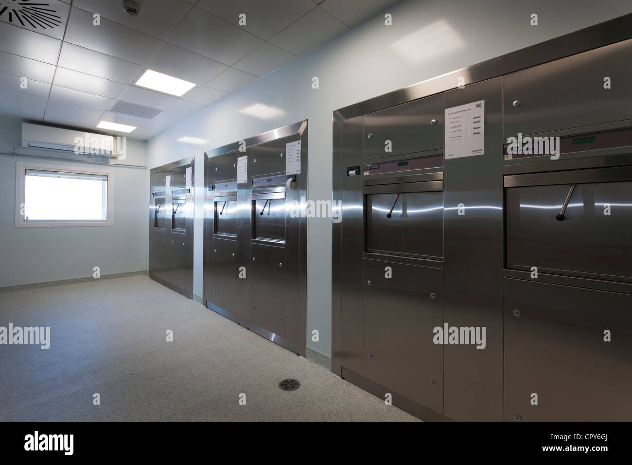 Royal Bournemouth Hospital Endoscopy Unit. Instrument processing area