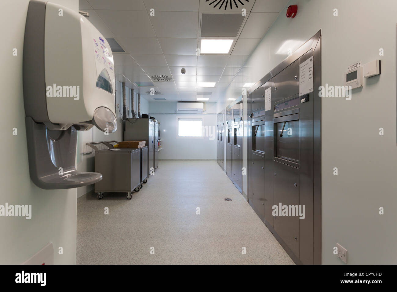 Royal Bournemouth Hospital Endoscopy Unit. Instrument processing area