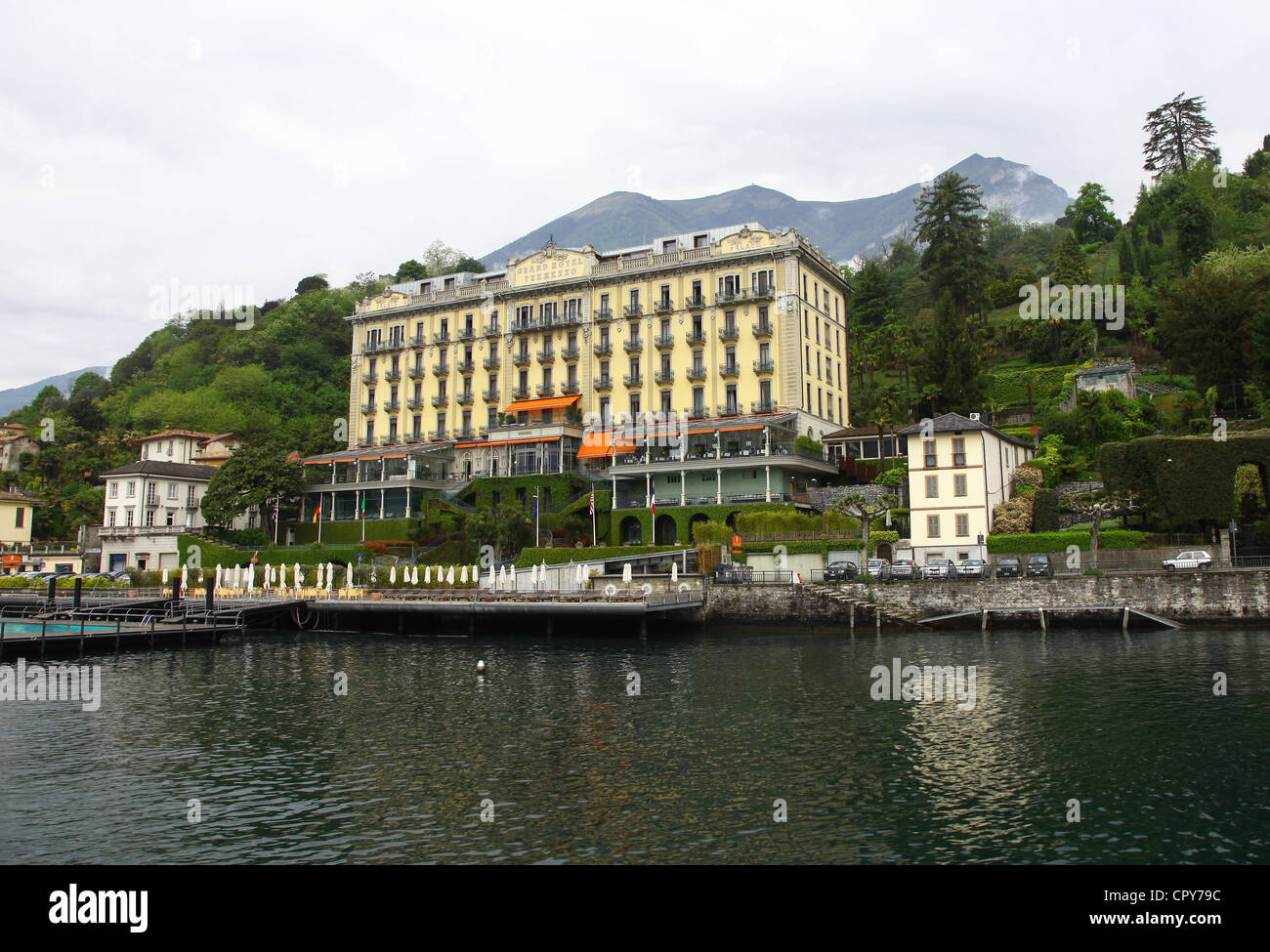 Grand Hotel Tremezzo Lake Como Lombardy Italian Lakes Italy Stock Photo