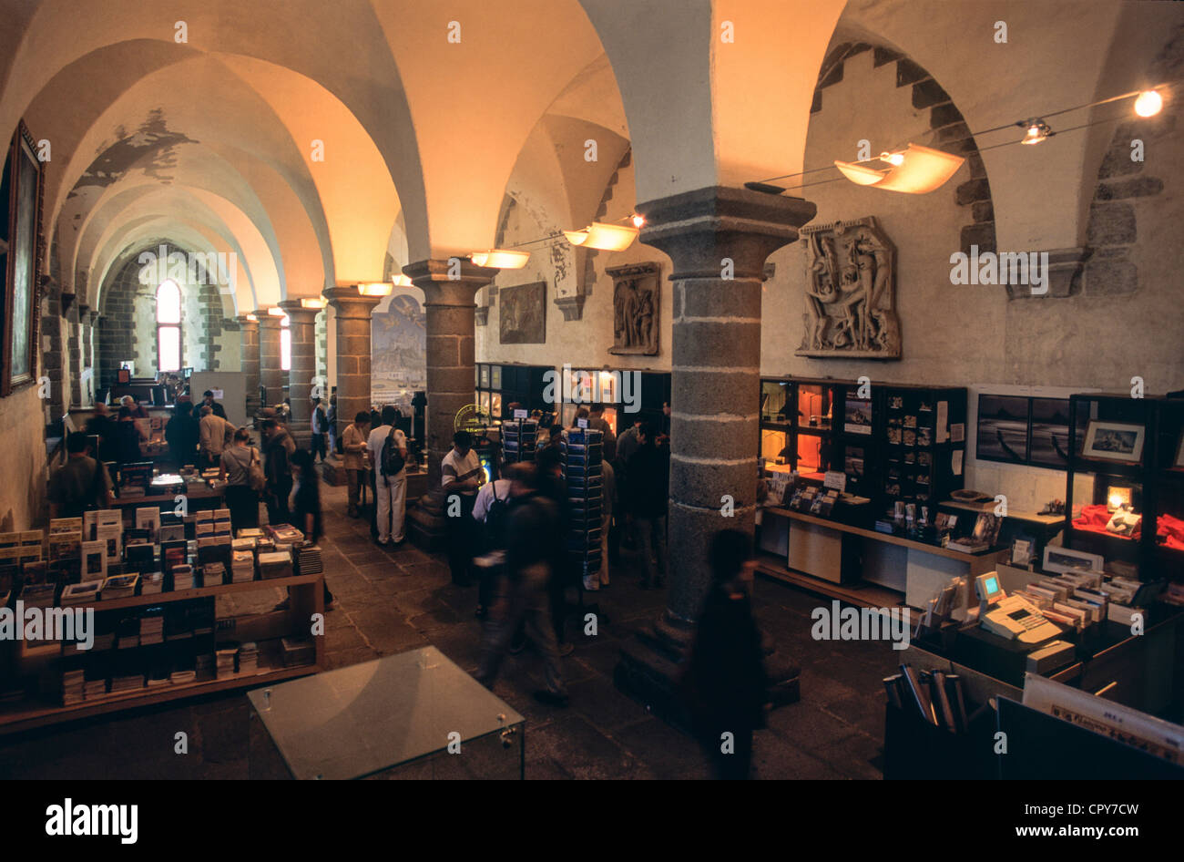 Europe France Normandy Mont St. Michel abbey  bookshop Stock Photo