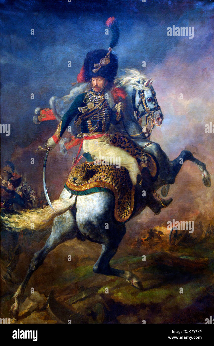Mounted Officer of the Imperial Guard, 1812, by Theodore Gericault, Musee du Louvre Museum, Paris, France, Europe, Stock Photo