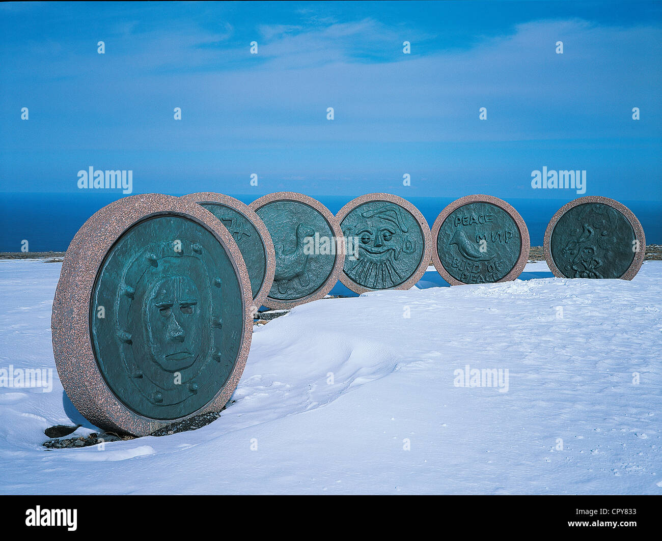 Norway, North Cape, landmark monument Stock Photo - Alamy