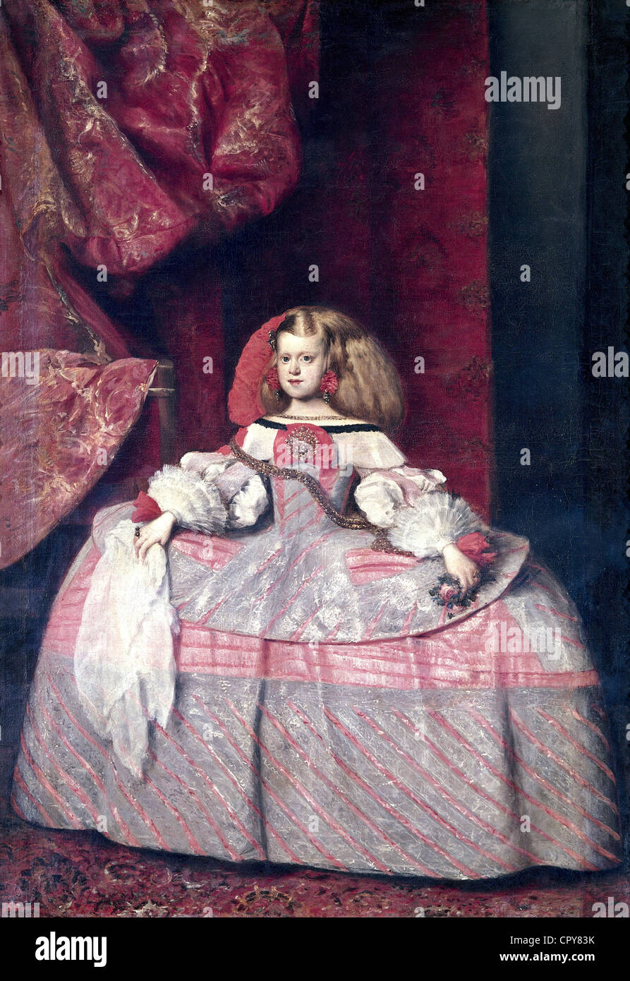 fine arts, Velazquez, Diego Rodriguez de Silva y (1599 - 1660), painting 'La Infanta Dona Margarita de Austria', 1660, Prado, Madrid, Artist's Copyright has not to be cleared Stock Photo