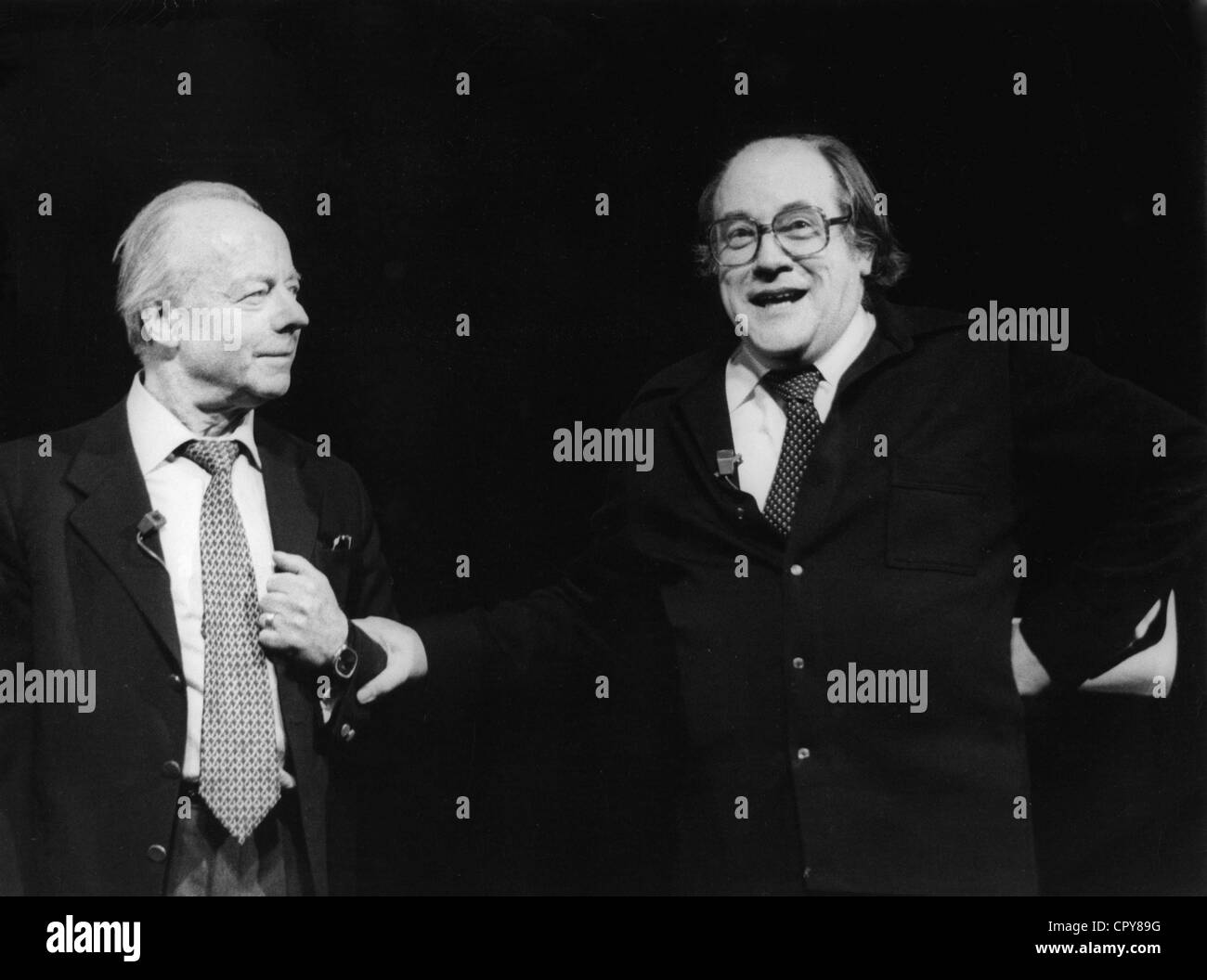 Everding, August, 31.10.1928 - 26.1.1999, German theatre director, half length, with the actor Heinz Ruehmann, 1978, Stock Photo