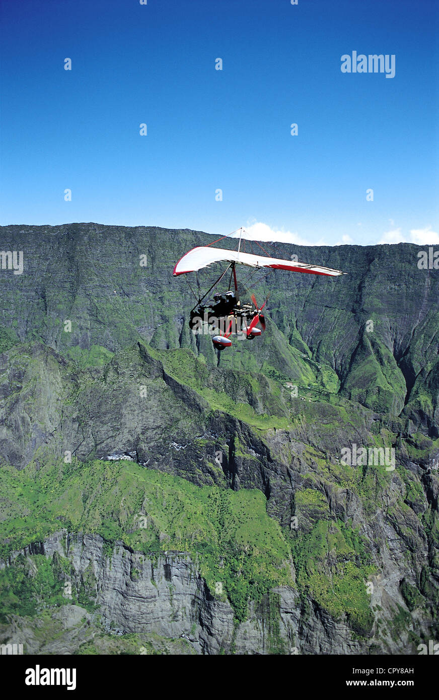 France, Reunion island (French overseas department), West Coast, cirque de Mafate, UNESCO World Heritage, ultralight flights Stock Photo
