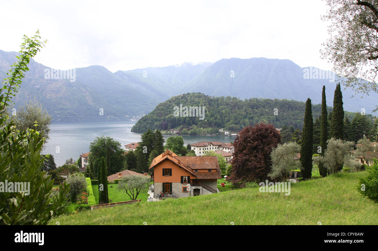 A view from the Greenway walk above Lenno around lake Como, Italian Lakes, Lombardy, Italy Stock Photo