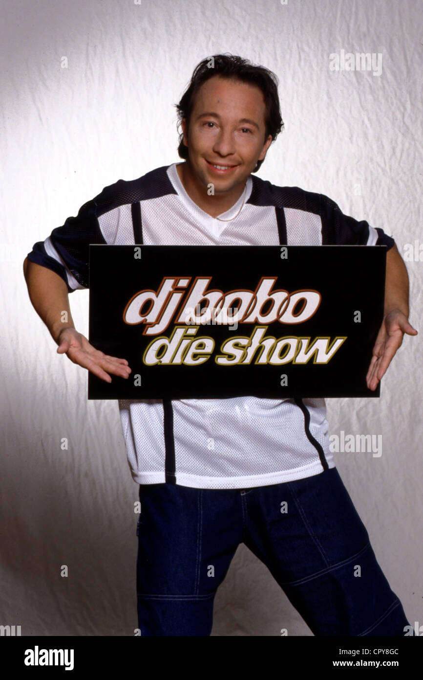 DJ BoBo (born Peter Rene Baumann), * 5.1.1968, Swiss musician, producer, TV presenter, half length, 1998, Stock Photo