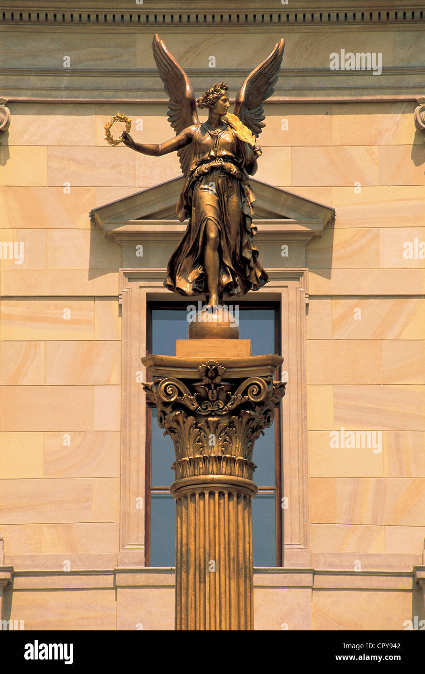 Czech Republic, Prague, statue of the music allegory being crowned with