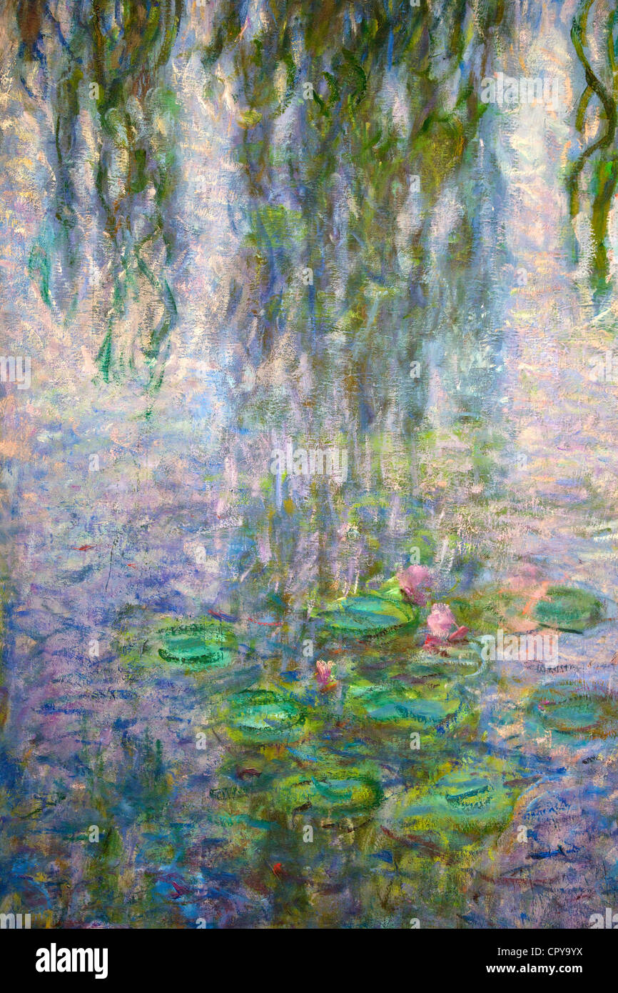Detail of Water-lilies by Claude Monet, Musee de L'Orangerie Museum, Paris, France, Europe Stock Photo