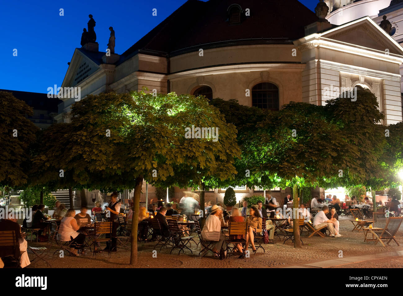 Germany, Berlin, Mitte District, Gendarmenmarkt, Cafe terrace Stock Photo