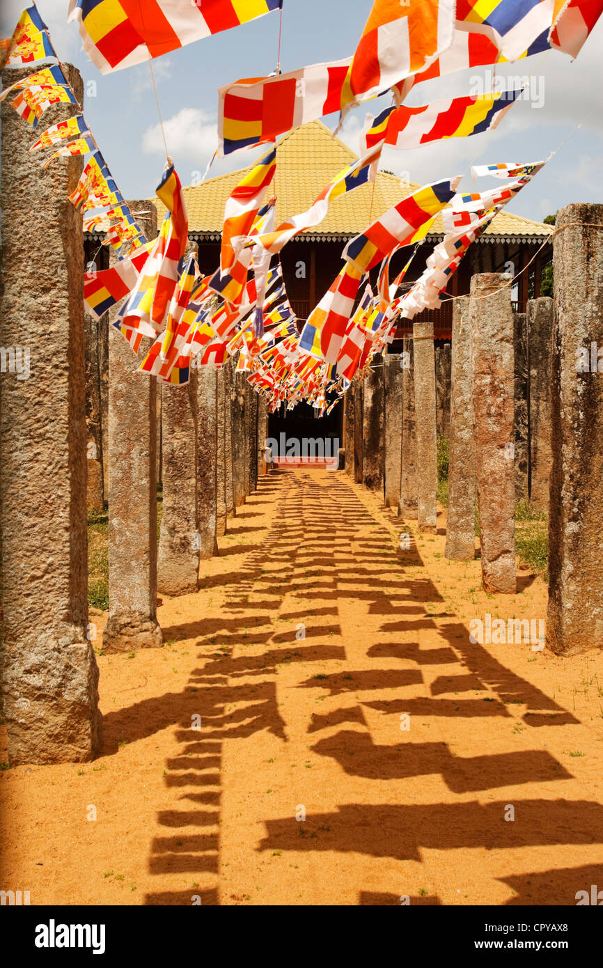 Prayer flags at the Brazen Palace Sri Lanka Stock Photo