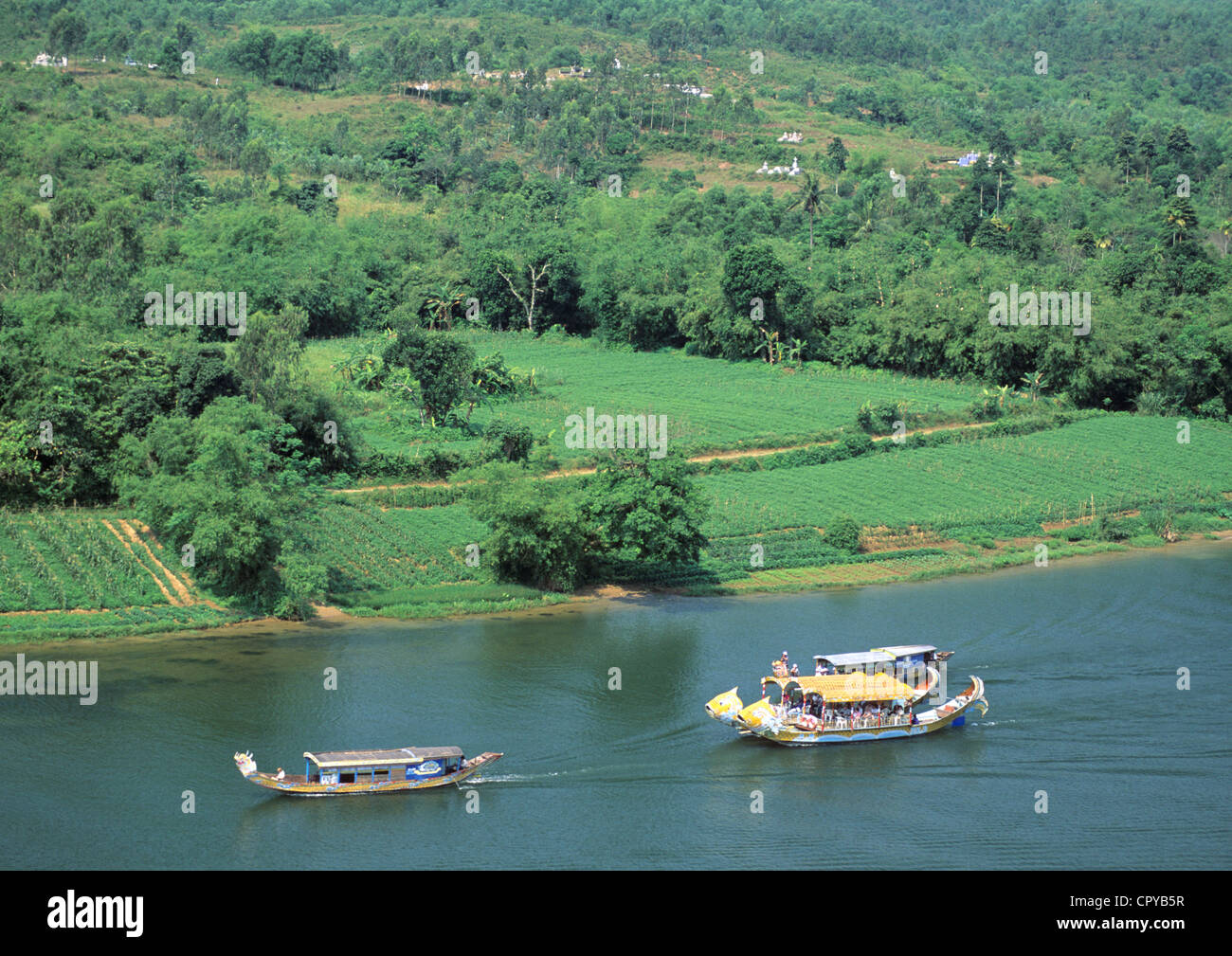 Vietnam, Thua Thien Hue Province, Hue, Perfume river, Sampans traditionnal boats Stock Photo
