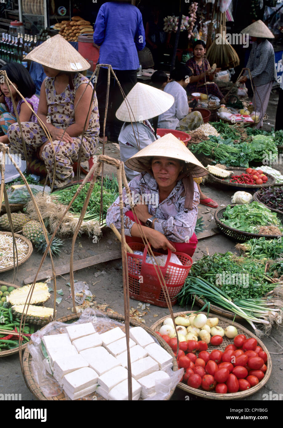 Vietnam, Thua Thien Hue Province, Hue, market, vegetables stand Stock Photo