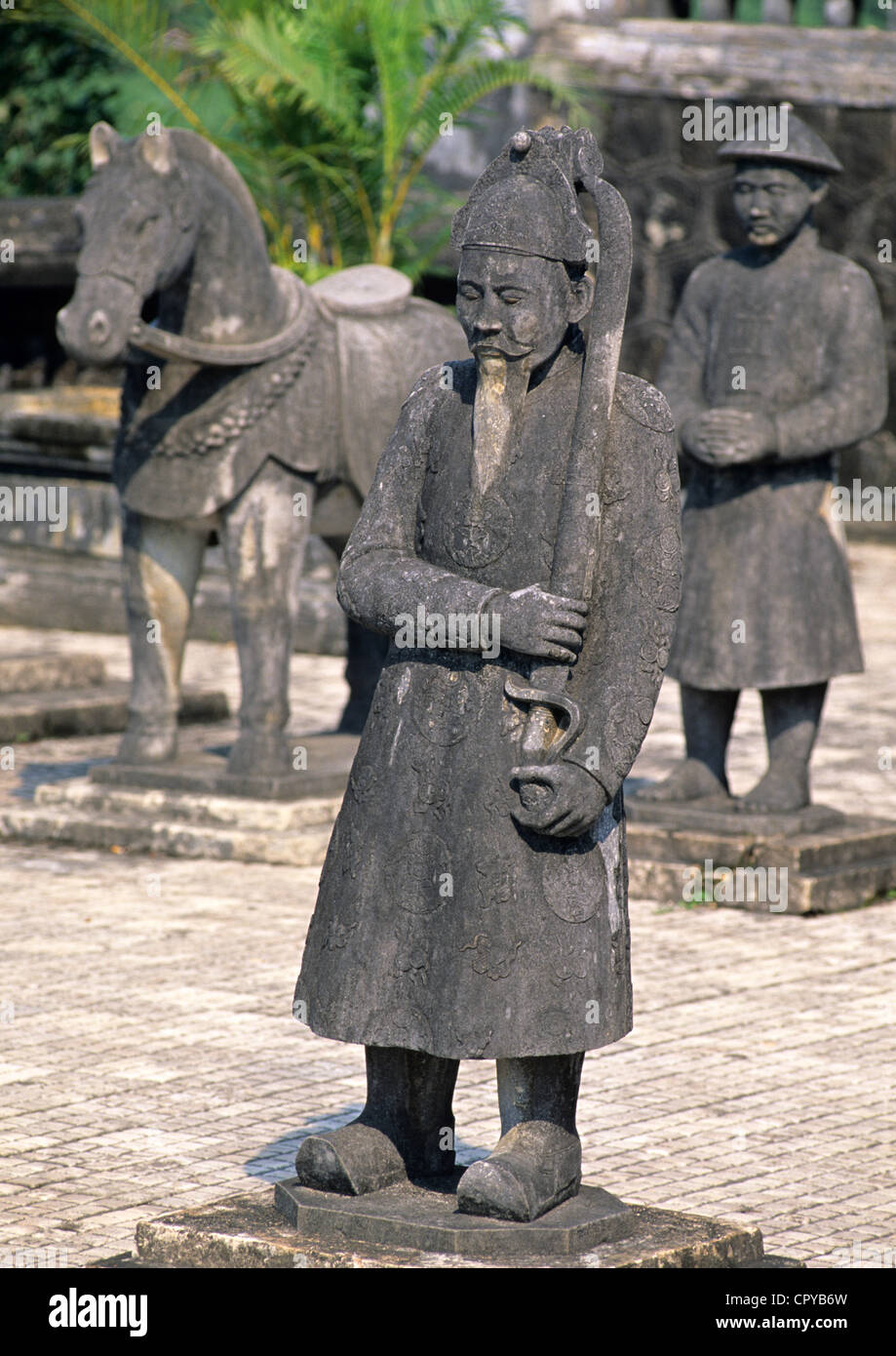 Vietnam, Thua Thien Hue Province, Hue, listed as World Heritage by UNESCO, tomb of emperor Minh Mang, statues Stock Photo