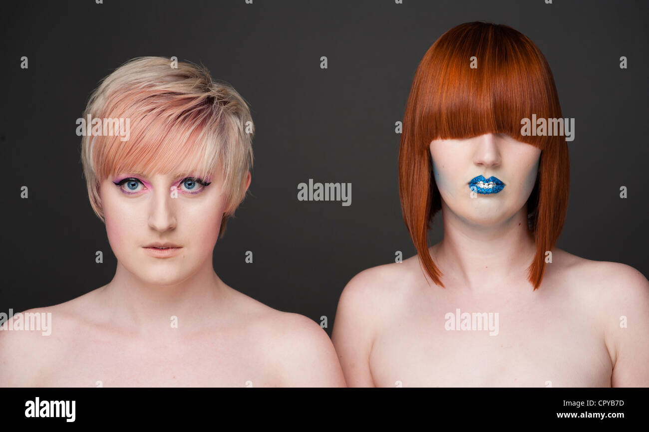 Two women girls with striking fashionable modern haircut hair styles Stock Photo - Alamy Two women girls with striking fashionable modern haircut hair styles Stock Photo - Alamy